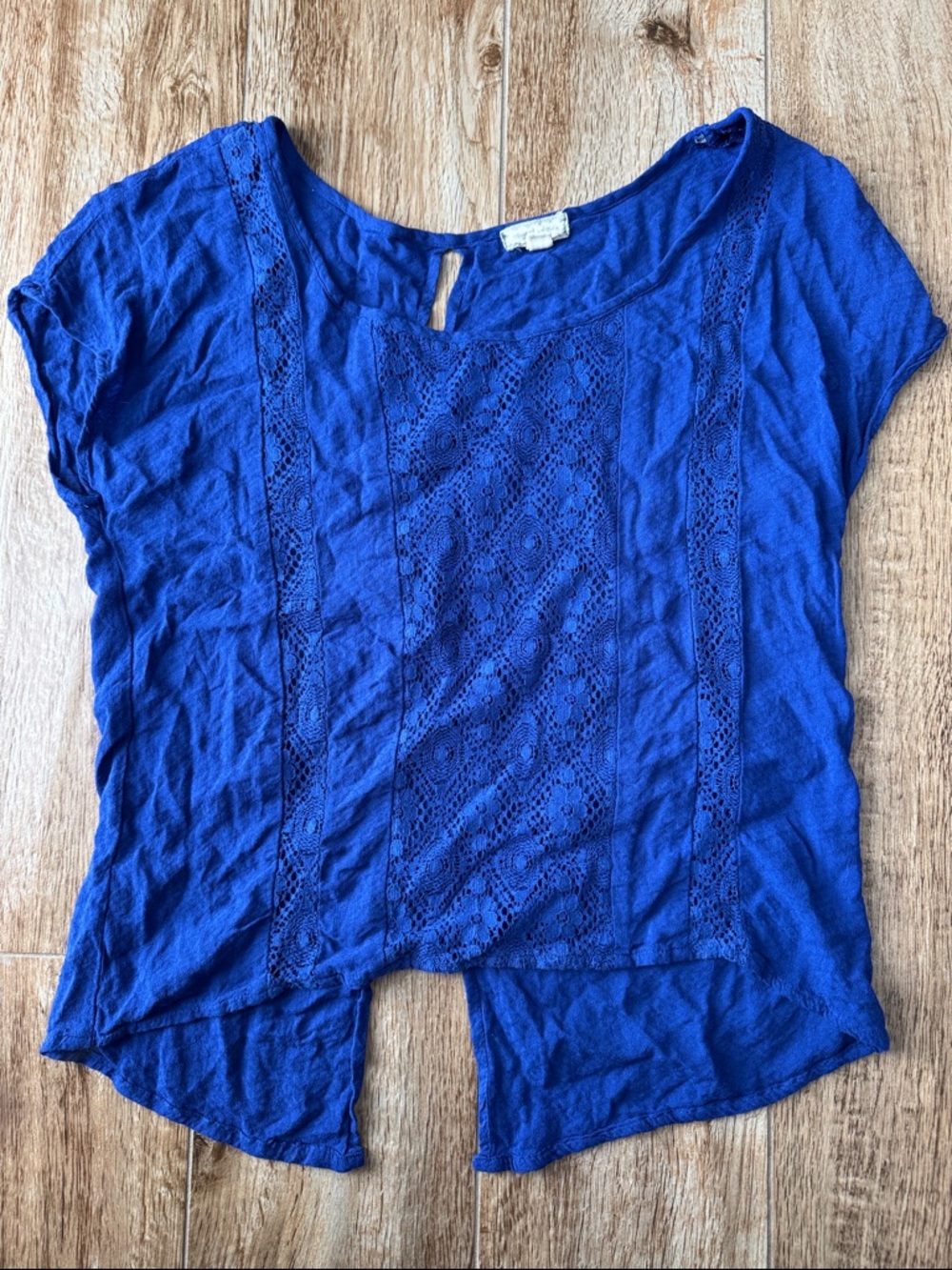 Royal Blue Women's Top With Stitched Slightly Open Back